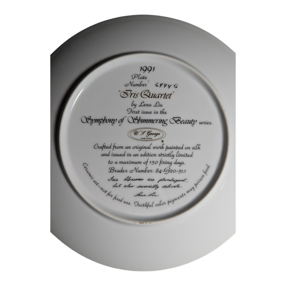 Home Decor Collector Plate Titled "Iris Quartet" By Artist Lena Liu Beautiful - Picture 5 of 5